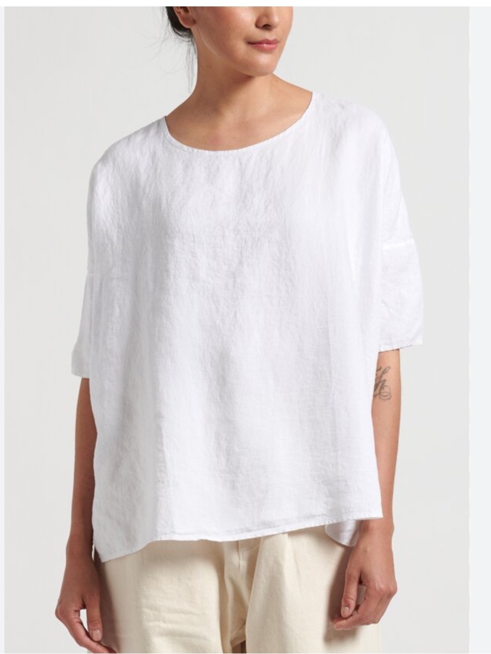 Album Di Famiglia Oversize Linen T-Shirt | White Made in Italy